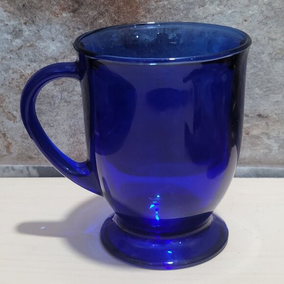 Vintage Starbucks Cobalt Blue Glass Pedestal Mug - Picture 4 of 10